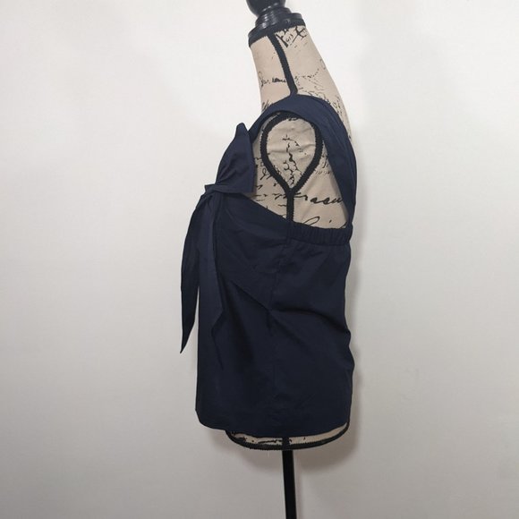 NWT J Crew Women One-shoulder Bow Top Blouse Size 2 Navy Blue G7721 - Picture 3 of 12